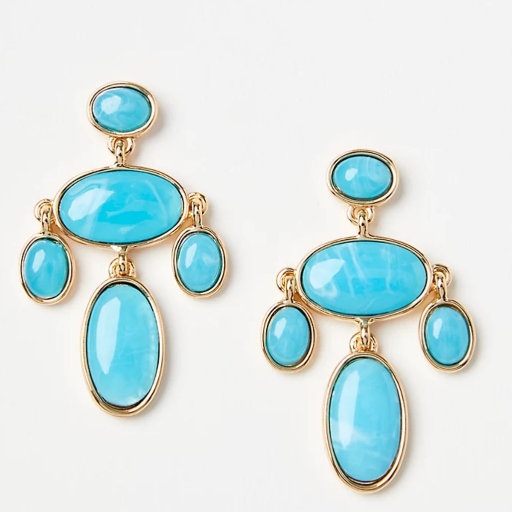 Loft Gold-Tone Earrings With Bright Turquoise Stones 20$